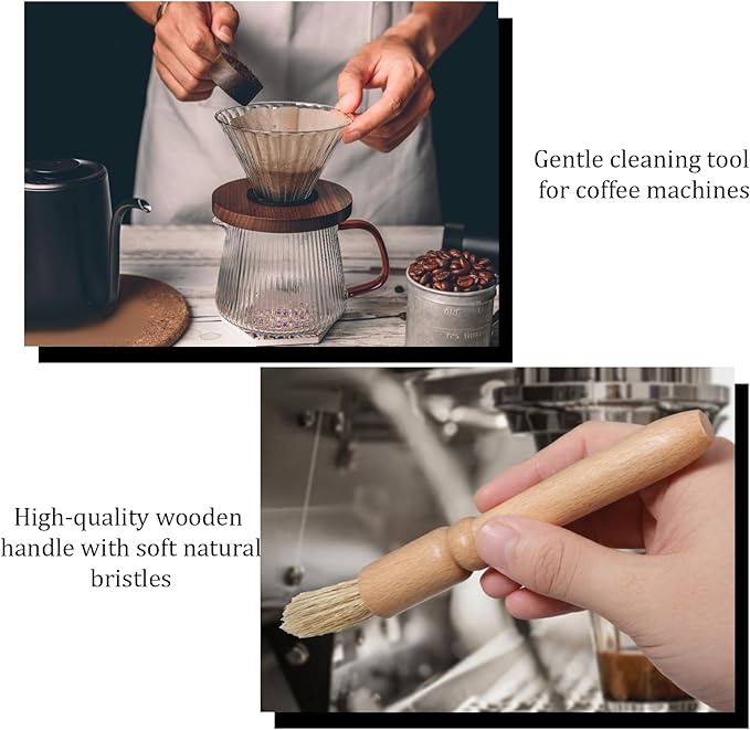 5 PCS Espresso Cleaning Brush Set, Professional Coffee Grinder Brush Wooden Espresso Machine Cleaning Brushes Natural Bristle Coffee Brushes for Coffees Machine Dust Removal Group Head Tools