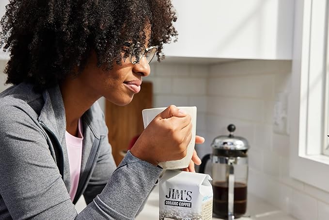 Jim’s Organic Coffee – Sweet Nothings Decaf – Light Roast, Whole Bean (12oz) - 100% Arabica Coffee Beans - USDA Organic – Kosher – Swiss Water Process Decaffeinated Coffee Beans
