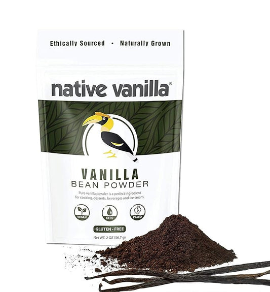 Vanilla Bean Powder - 2 oz - Premium 100% Pure Ground Vanilla Bean Powder - For Cooking, Baking, Coffee, Smoothies & Desserts - No Fillers or Additives, Raw & Unsweetened - Native Vanilla