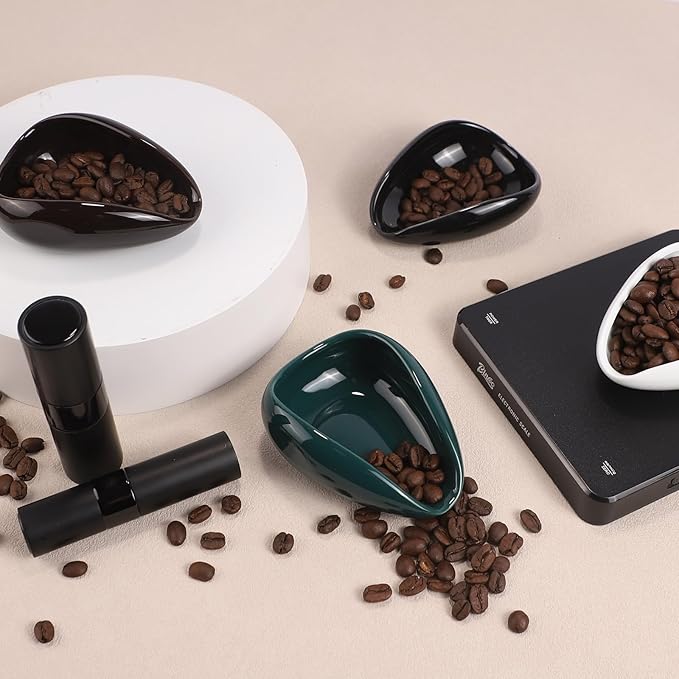 Ceramic Coffee Dosing Cup and 20 ML Spray Bottle Set - Static Reducing Espresso Accessories Kit for Home, Cafe | Professional Espresso Coffee Measuring Cups Tools (Black)