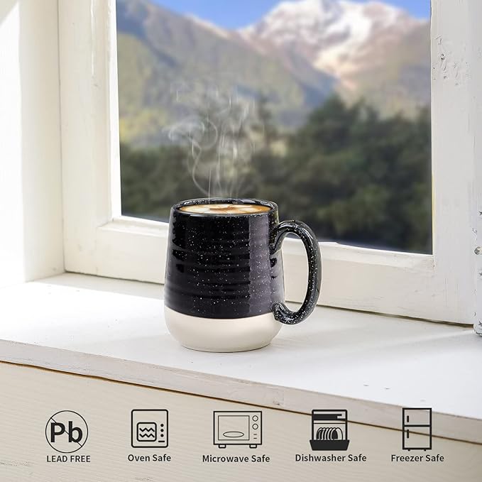 HASENSE Large Coffee Mug, 20 oz Ceramic Coffee Cup with Comfortable Handle for Office and Home, Ideal for Coffee Tea Latte, Dishwasher Microwave Safe, 1 PCS(Black) | Comfortable Handle, for Office and Home
