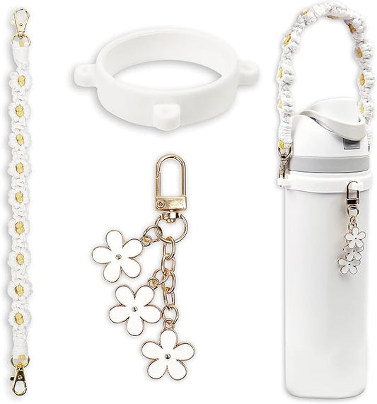 Handle Strap and Charm Set for Owala Water Bottle 24 oz, 32 oz, 40 oz, Owala Kids, Owala Coffee Tumbler, Owala FreeSip – Includes Handle Strap, for Owala Accessories & Stanley Cup Accessories