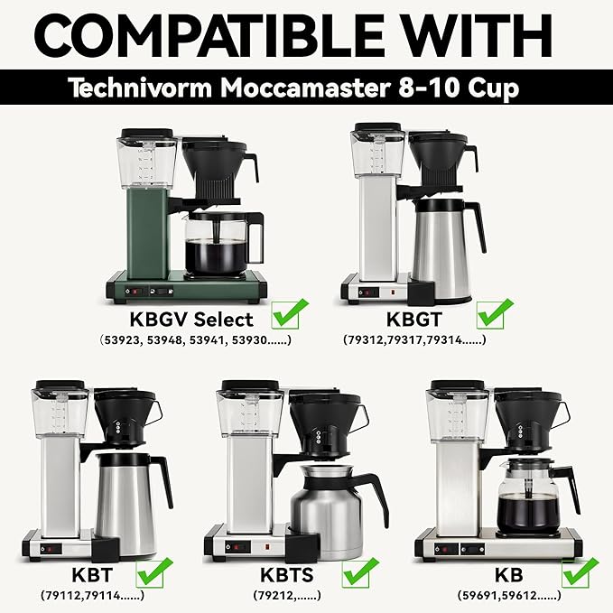 Coffee Filters Compatible with Moccamaster Coffee Machine, 200 Pcs #4 Cone Unbleached Disposable Filter Paper for Technivorm Moccamaster 8-10 Cup KBT KBGV KB