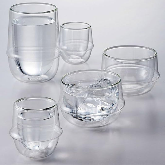 KINTO 23108 KRONOS Double Wall Wine Glass, 8.5 fl oz (250 ml), Heat Resistant Glass, Microwave and Dishwasher Safe, Gift, Present