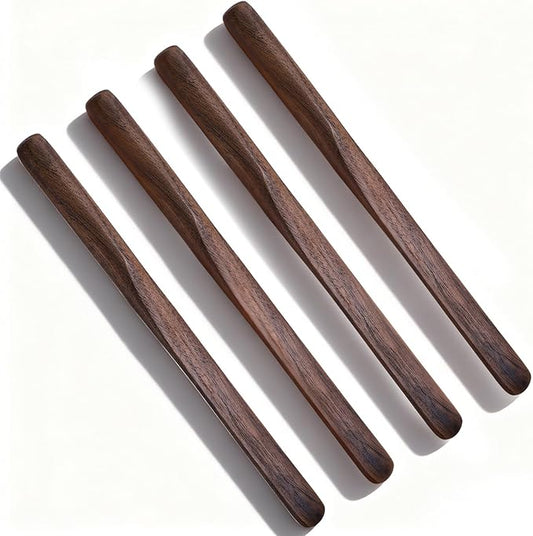4Pcs Black Walnut Wood Coffee Stirrers, 6″ Round head Coffee Stir Sticks, Individually Wrapped Wooden Stir Sticks, Eco-Friendly Wood Stick for Drinks, Tea, Great for peanut butter etc.