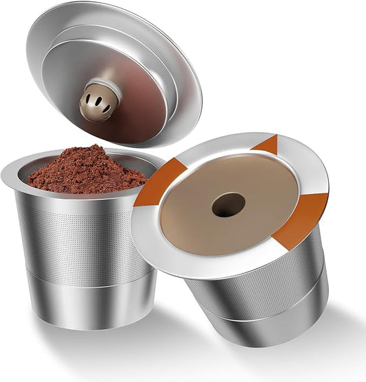 Reusable K Cups Coffee Filters for Keurig: Stainless Steel K Cups Coffee Pods Compatible 1.0 & 2.0 Coffee Makers Machine (2Pack)