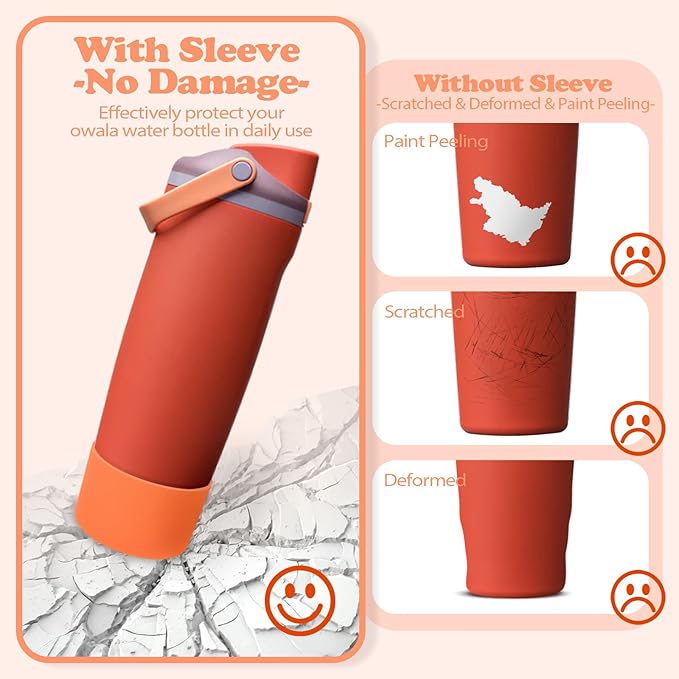 Silicone Boot for Owala 30oz & 40oz FreeSip Sway Bottles & Tumblers - Non-Slip, Scratch-Resistant, Stability Enhancer, Available in 12 Colors (Terracotta Sunset)