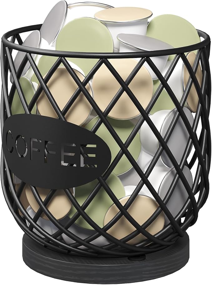 Coffee Pod Holder Organizer, Holder for K Cup, Large Capacity Coffee Pod Basket, Versatile Coffee Capsule Storage Organizer, for Kitchen Countertop, Black KH09BB