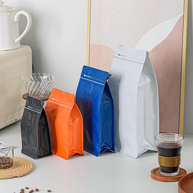 50 Pcs 0.5lb Pink Sqaure Coffee Bean Bags with No-Valve, Easy Tear Open & Repeating Sealed Zipper, Heat-Seal Stand Up & Flat Bottom Tea Bag, 8oz Capacity 7.6.1x6.5 Inch