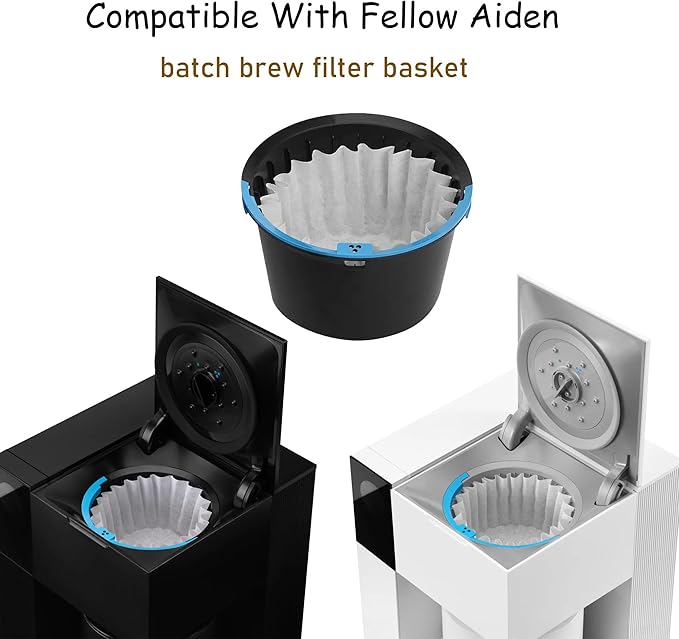 100 Count Basket Coffee Filters,Flat Bottm Paper Filter Compatible With Fellow Aiden Coffee Maker,Work With Batch Brew Filter Basket