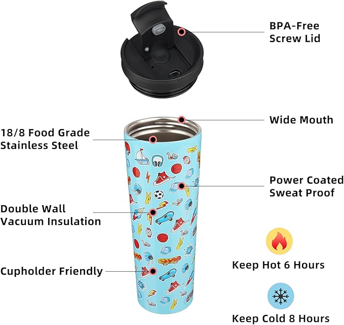 BJPKPK 30oz Insulated Tumbler With lid And Straw Stainless Steel Tumblers Travel Coffee Mug Reusable Thermal Cup,Playground