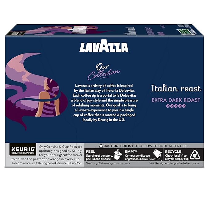 Lavazza Italian Roast, Keurig Single Serve K-Cup Pods, 60ct (12 Packs of 10)
