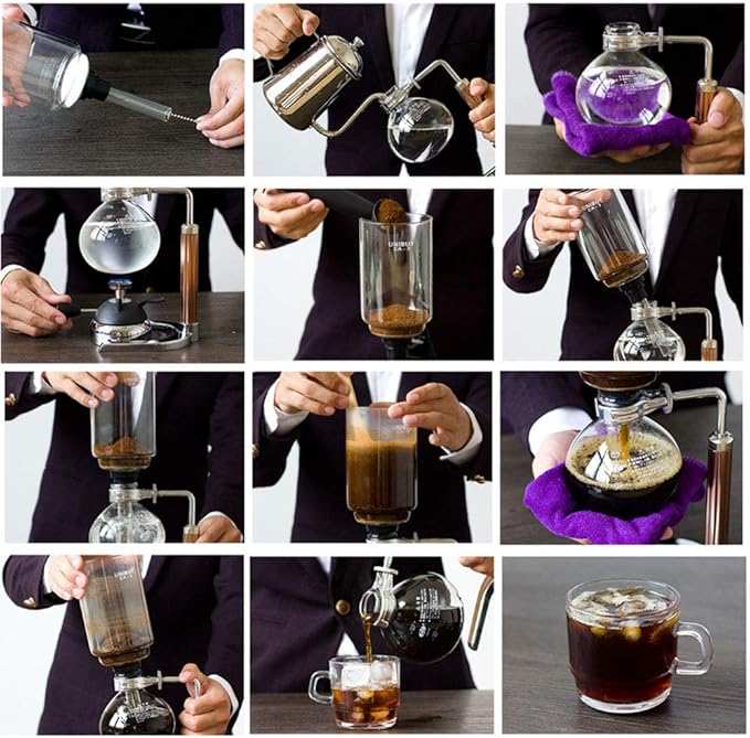 moo-1 Siphon Coffee Maker Japanese Style Vacuum Glass Siphon Pot Percolators 1-3 Cups Siphon Coffee Maker
