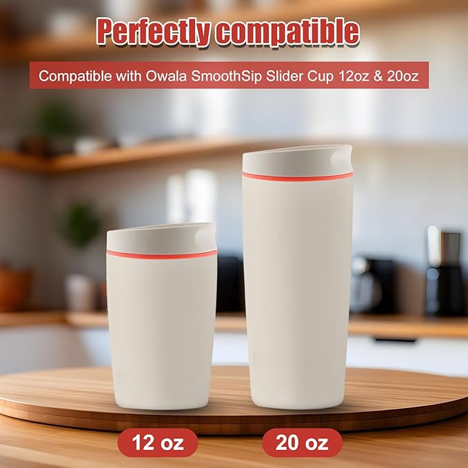 Replacement Lid for Owala SmoothSip Slider 20oz & 12oz, Top Cover Compatible with Owala 24oz Coffee Tumbler, Coffee Travel Mugs Leakproof Accessories, BPA-Free (Grey)