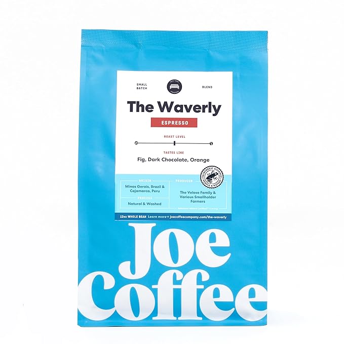 Joe Coffee Company - The Waverly Whole Bean Specialty Coffee, 12 oz Bag | NYC Roaster, Rainforest Alliance Certified, Kosher, Climate-Friendly