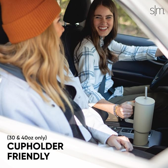 Simple Modern 40 oz Trek Tumbler with Handle and Straw Lid | Cup Holder Friendly Insulated Stainless Steel Travel Mug | Downhill Skiing
