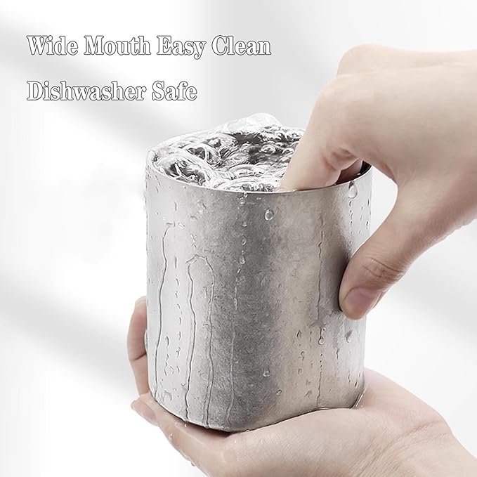 Pure Titanium Mug 400ml (13.5oz) with Leak-Proof Lid Double Wall Insulated Camping Cup Lightweight Travel Drinkware for Coffee, Hiking, Office, Easy Clean RT103T (Silver)