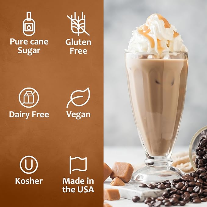 Syruvia Caramel Coffee Syrup – 25.4 fl oz – Syrup for Coffee, Lattes, Shakes, Smoothies, Desserts – 100% Vegan, Gluten Free, Kosher Delicious Coffee Syrup (Pack of 2)