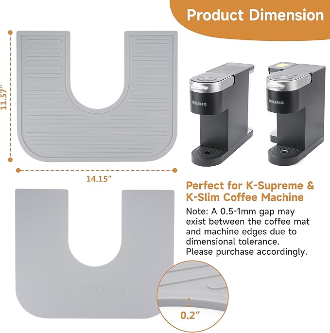 Silicone Coffee Mat for Keurig K-Supreme Coffee Maker, Coffee Bar Accessory for Countertop, Espresso Machine Accessories, Splash-proof Design, Dishwasher Safe