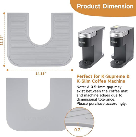 Silicone Coffee Mat for Keurig K-Supreme Coffee Maker, Coffee Bar Accessory for Countertop, Espresso Machine Accessories, Splash-proof Design, Dishwasher Safe