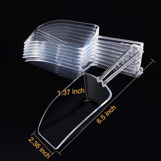 Hestya 8 Pcs Multi Purpose Clear Plastic Scoops for Candy Buffet Acrylic Kitchen Ice Food Popcorn Scoops for Protein Powders, Ice Cream, Coffee, Tea Jar (6.7 Inch)