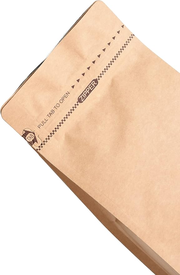 Pack of 50 Kraft Paper Coffee Bag with One-Way Degassing Valve, Stand-up Resealable Zipper Lock, High Barrier Side Gusset Coffee Package Bags, Size 4.33 x 3.15 x 11.8" for 16oz/1lb/500g