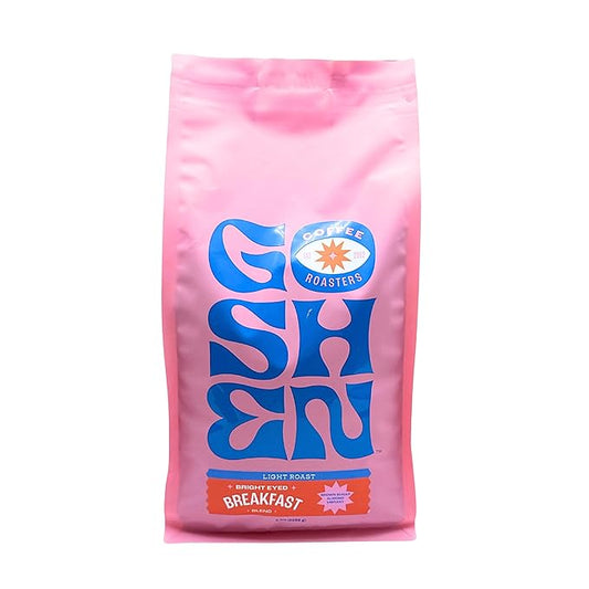 Goshen Coffee Roasters Whole Bean Bright Eyed Breakfast Blend | Light Roast, Brewed or Espresso | Award-Winning - Natural and Washed | Vibrant, Almond, Brown Sugar Flavors | 2 Lb Bag