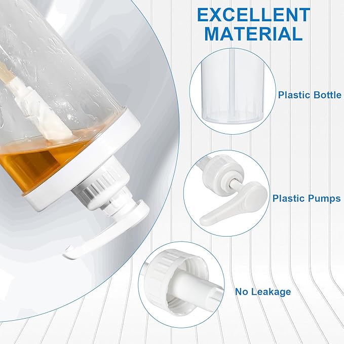 Uceoo Coffee Syrup Dispenser, Plastics Syrup Bottle with Plastic Pump, 33.8 Oz Large Capacity Circular Syrup Pump Dispensers for Coffee Bar, Simple Pump Bottle for Honey, Condiments, Salad Dressings