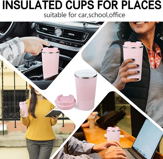 18oz Double Insulated Coffee Mugs with Ceramic Coating, Coffee Mug with Lid, Coffee Travel Mug, Coffee Insulated Cup for Travel Office School