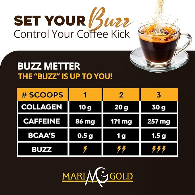 MariGold High Protein Collagen Coffee - Mocha Collagen Latte, Dairy Free, 20g Grass-Fed Type I & III Collagen Peptides, Energy Boost, 2 Shots Organic Espresso, Non-GMO, 1 Lb Bag, 15 Servings