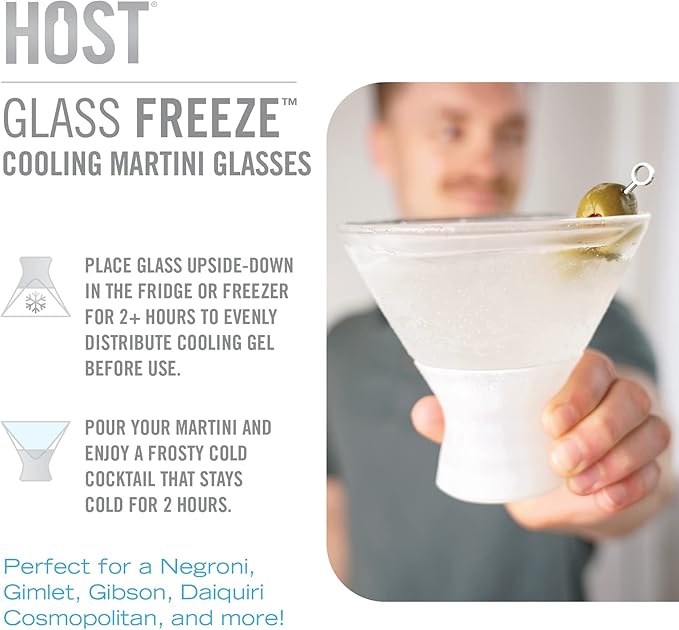 Host Stemless Martini Glasses, Cocktail Glasses, Double Walled Insulated Drinking Glass, Frozen Cups to Keep Your Drinks Cold, Set of 2