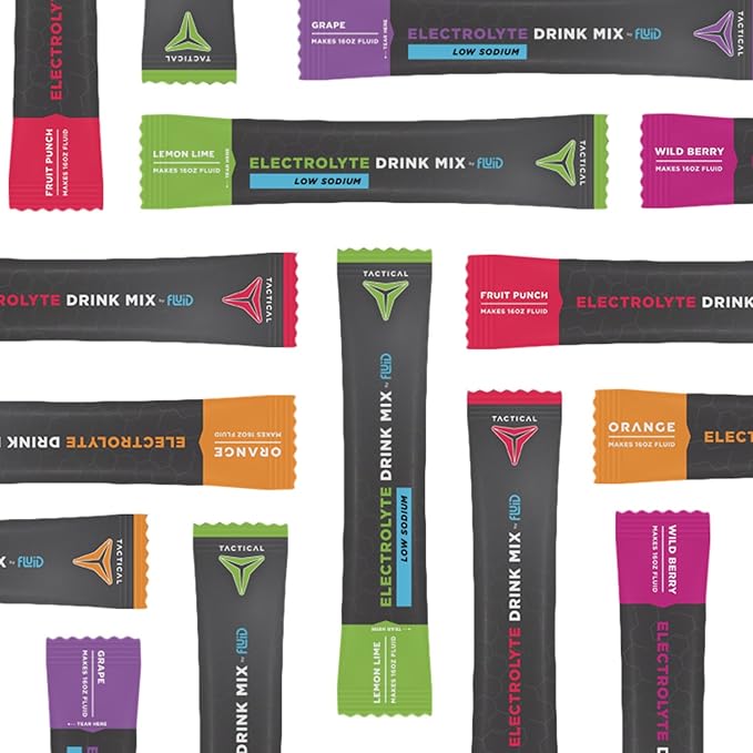 Fluid Tactical - 25 Count Electrolyte Powder | Fruit Punch | Travel Ready Drink Mix | Extreme Re-Hydration