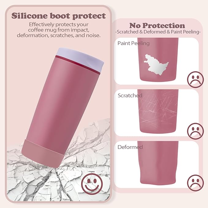 2Pcs Silicone Boot for Owala SmoothSip Slider Coffee Tumbler 20oz 12oz, Anti-Slip Sleeve for Travel Coffee Mug, Protective Accessories for Owala BPA Free (Crochet Queen)