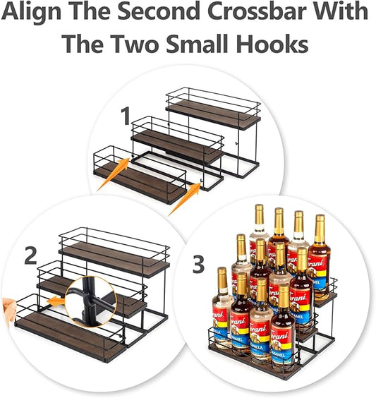 kimilus 12 Bottle Capacity Coffee Syrup Organizer 3 Tier Coffee Syrup Stand Shelf for Coffee Bar Kitchen Small Wine Rack for Bar Family Storage for Syrup Wine Dressing