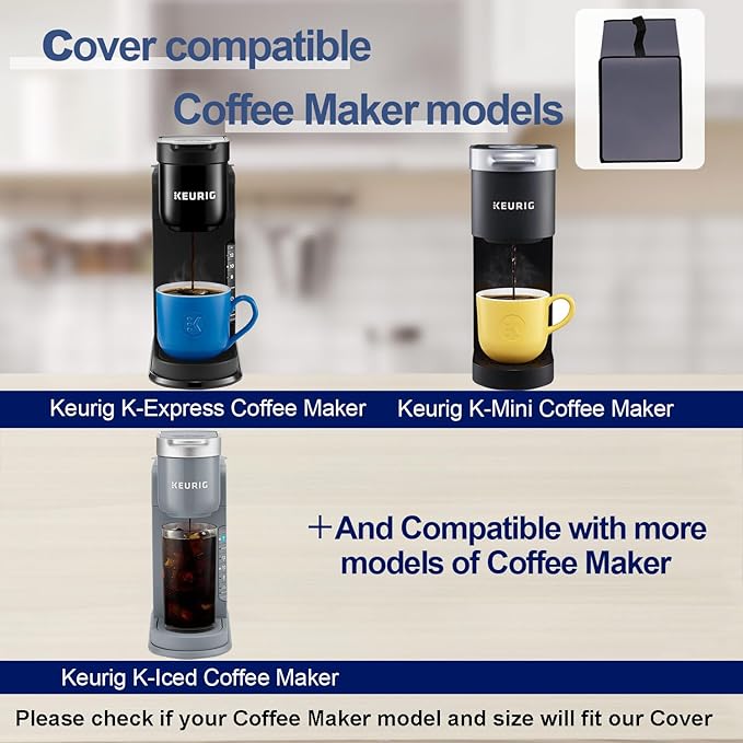 Dust cover for Keurig Single Serve K-Cup Pod Coffee Maker, Heavy Duty Waterproof Coffee Machine Cover for Keurig K-Express, K-Mini and K-Iced Single Serve K-Cup Pod Coffee Maker (Purple)