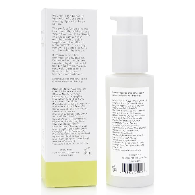 PURE FIJI Hydrating Body Lotion Travel Size, Coconut Lime Blossom (3oz/90ml)