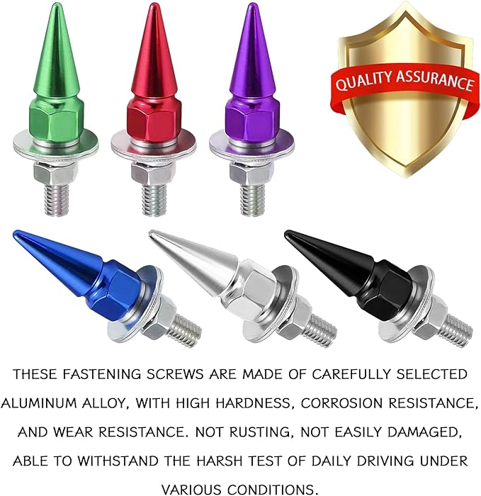 4 PCS License Plate Screws, Spike Anti Theft Motorcycle License Plate Screws Bolts Set, Aluminum Security Fasteners Kit for Car Truck Motorcycle Plate Frames, Car Decorative Accessories (Green)