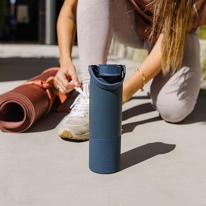 BrüMate Rise 25oz Water Bottle With 100% Leakproof Covered Silicone Straw | Insulated Stainless Steel Water Bottle | Cup-Holder Friendly | Fast Flow | Soft Sip Silicone Spout | BPA-Free (Prickly Pear)