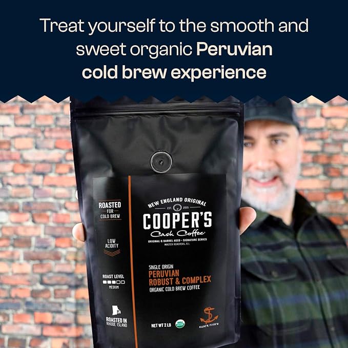 Peruvian Organic Cold Brew Coffee, Single Origin & Gourmet Beans, Tasting Notes Of Caramel With A Touch of Cherry & Orange, Medium Roast Coarse Ground Beans, 5 lb Coffee Bag