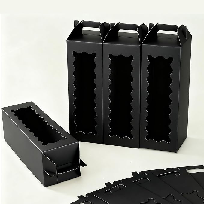 20Pcs Tumbler Gift Box with Handle for 18oz 20oz 30oz Sublimation Glass,Cup boxes for packaging 16oz,water bottle gift boxes,Tumbler Packaging Boxes with window for gifts（Black）