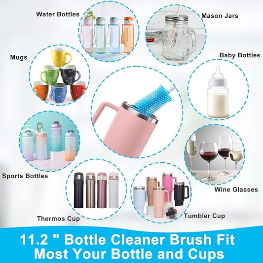 XANGNIER 3 Pack Water Bottle Cleaner Brush Kit-Cleaning Set for Sports Water Bottle, Baby Bottles, Tumbler Cup Bottle Cleaner Brush