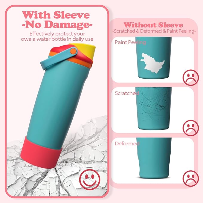 Silicone Boot for Owala 30oz & 40oz FreeSip Sway Bottles & Tumblers - Non-Slip, Scratch-Resistant, Stability Enhancer, Available in 12 Colors (Summer sweetness Red)