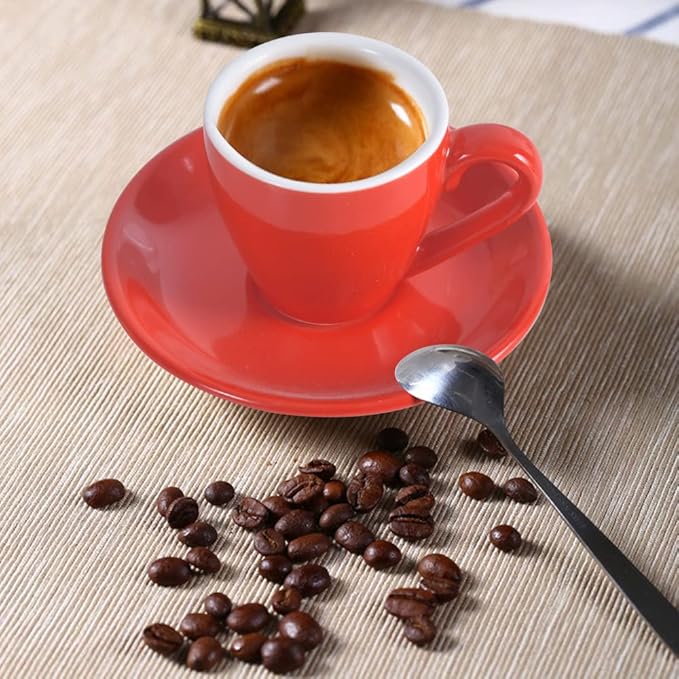 ionEgg Porcelain Espresso Cup with Saucer, Espresso shot Cup, 80ml/2.7Oz, Red…