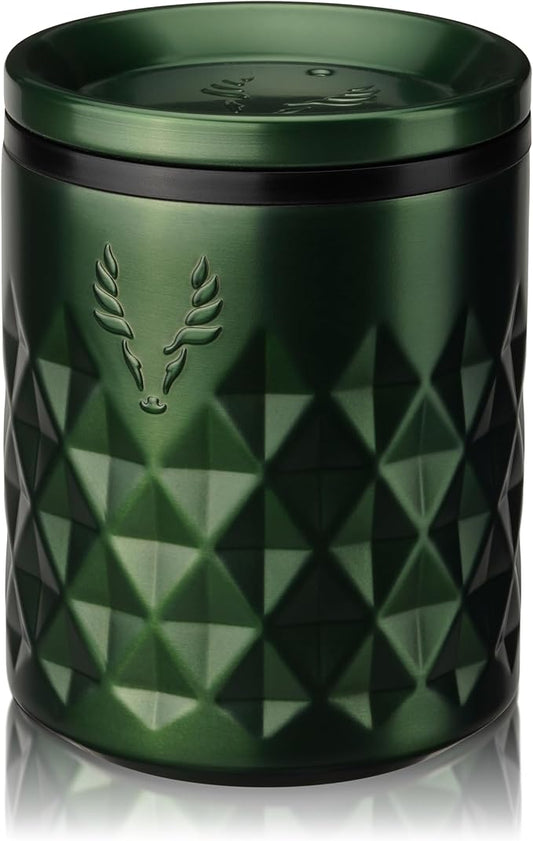 Viski Paragon Cocktail Tumbler Insulated Cocktail Cup, Insulated Rocks Tumbler, Ceramic Lined Stainless Steel Whiskey Glass Green Satin 12oz Set of 1