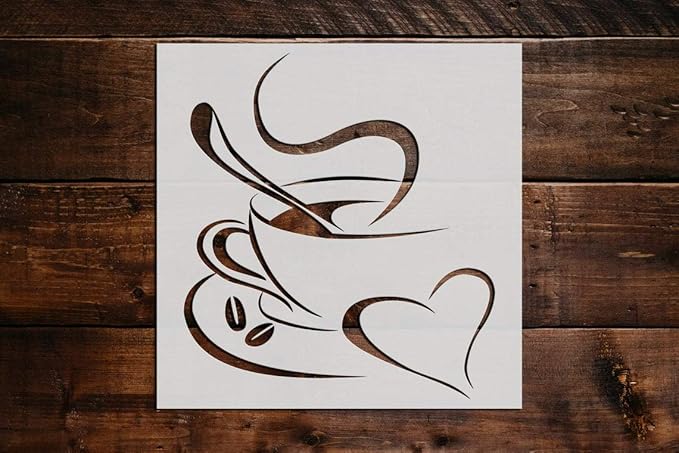 Cup of Coffee Stencil DIY Reusable Craft and Painting Wall Stencils - 466 (12"x12")