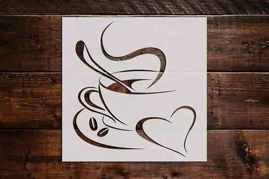 Cup of Coffee Stencil DIY Reusable Craft and Painting Wall Stencils - 466 (20"x20")