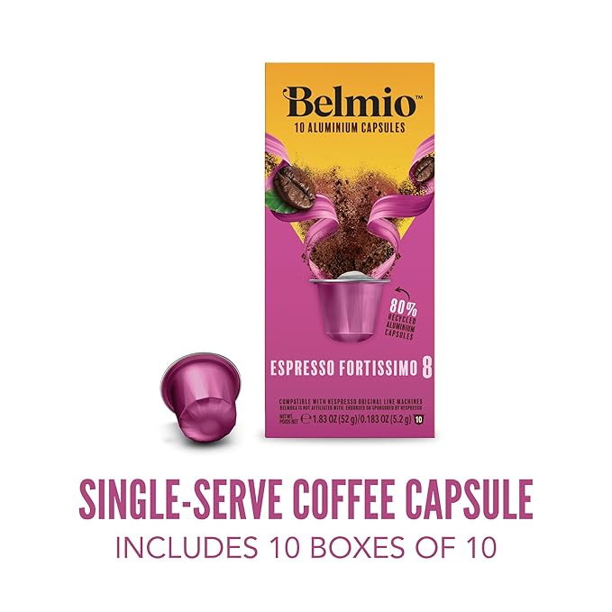 Belmio Fortissimo Espresso Coffee Pods - Dark Roast - Rich & Robust - Compatible with Original Nespresso Machines - 10 Count (Pack of 10)