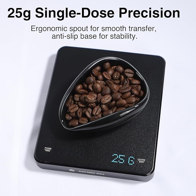 Ceramic Coffee Dosing Cup and 20 ML Spray Bottle Set - Static Reducing Espresso Accessories Kit for Home, Cafe | Professional Espresso Coffee Measuring Cups Tools (Black)