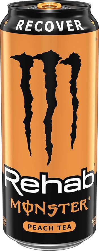 Monster Rehab Peach Tea + Energy, Energy Drink, 15.5 Ounce | Energy Iced Tea, Pack of 15