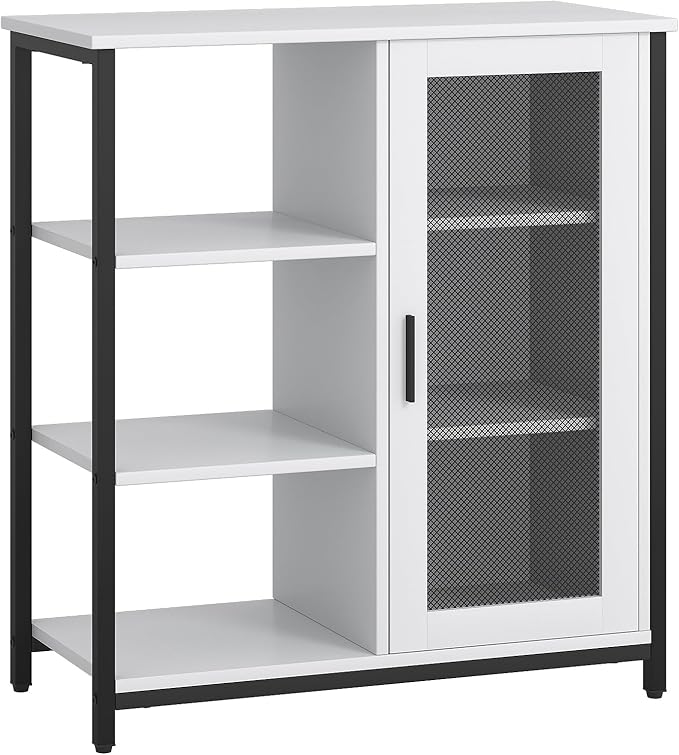 LVSOMT Mini Coffee Bar Cabinet with Storage, 27.5'' Small Kitchen Bar Table, Cute Corner Bar Cabinet for Tea, Buffet Sideboard Cabinet for Dining Room, Farmhouse Coffee Station for Wine (Pure White)